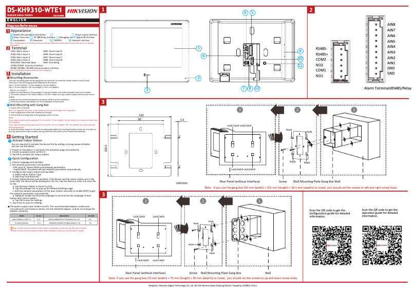 Página 1 del manual Guía de inicio rápido Hikvision DS-KH9310-WTE1