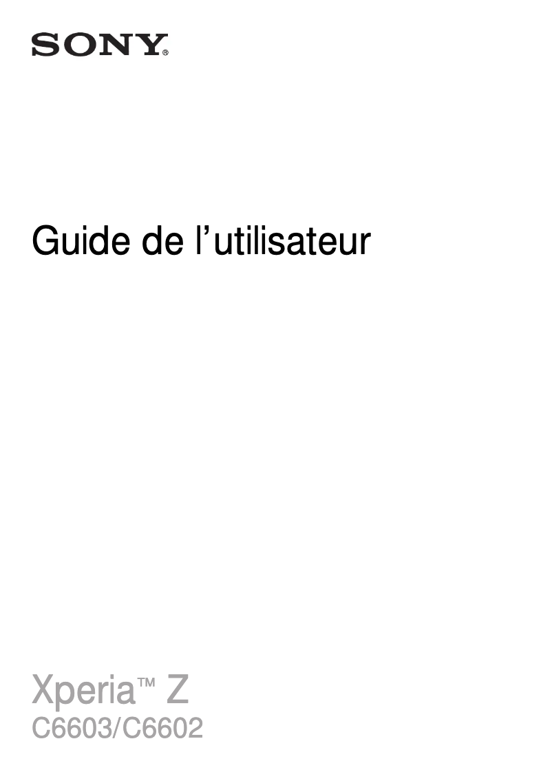 Image de la première page du manuel de l'appareil C6602 Xperia Z