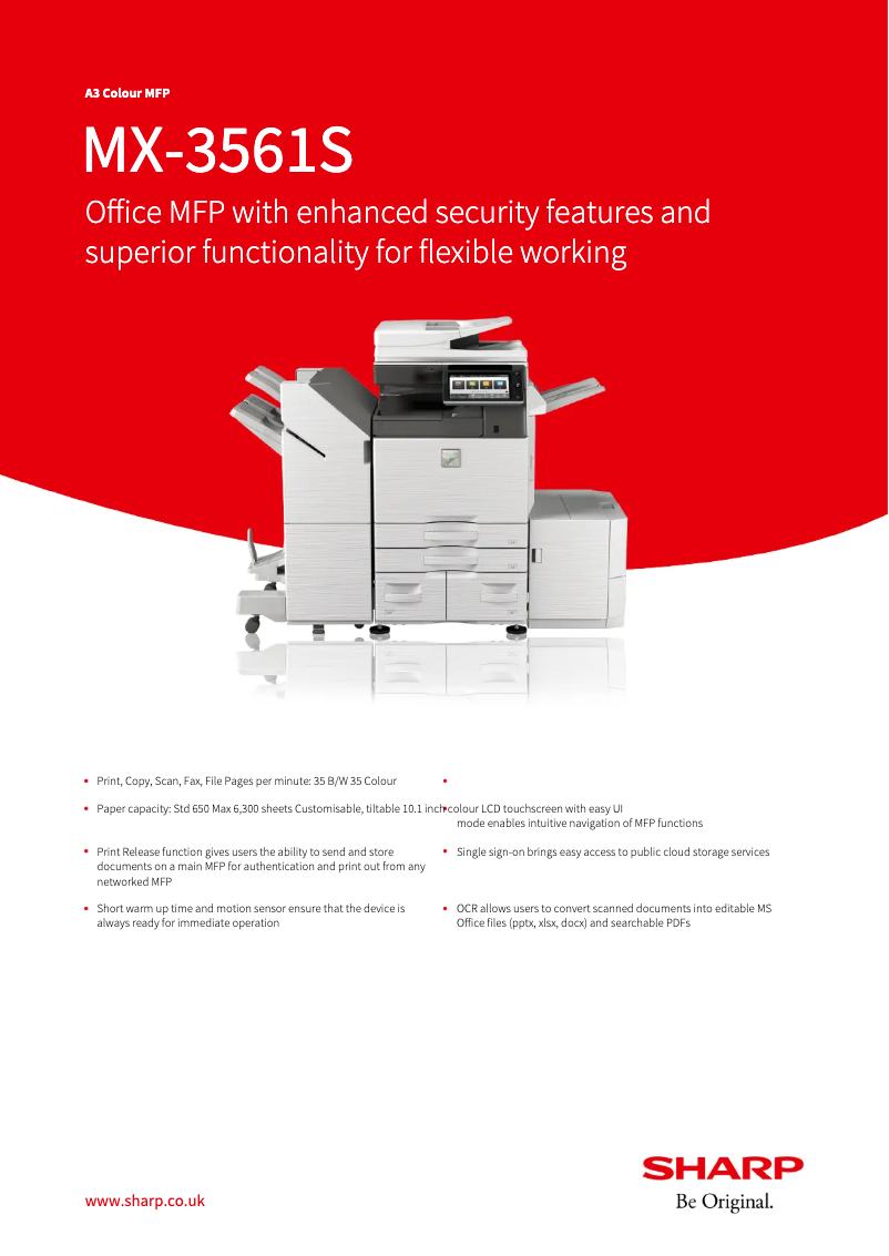 Page 1 de la notice Fiche technique Sharp MX-3561S