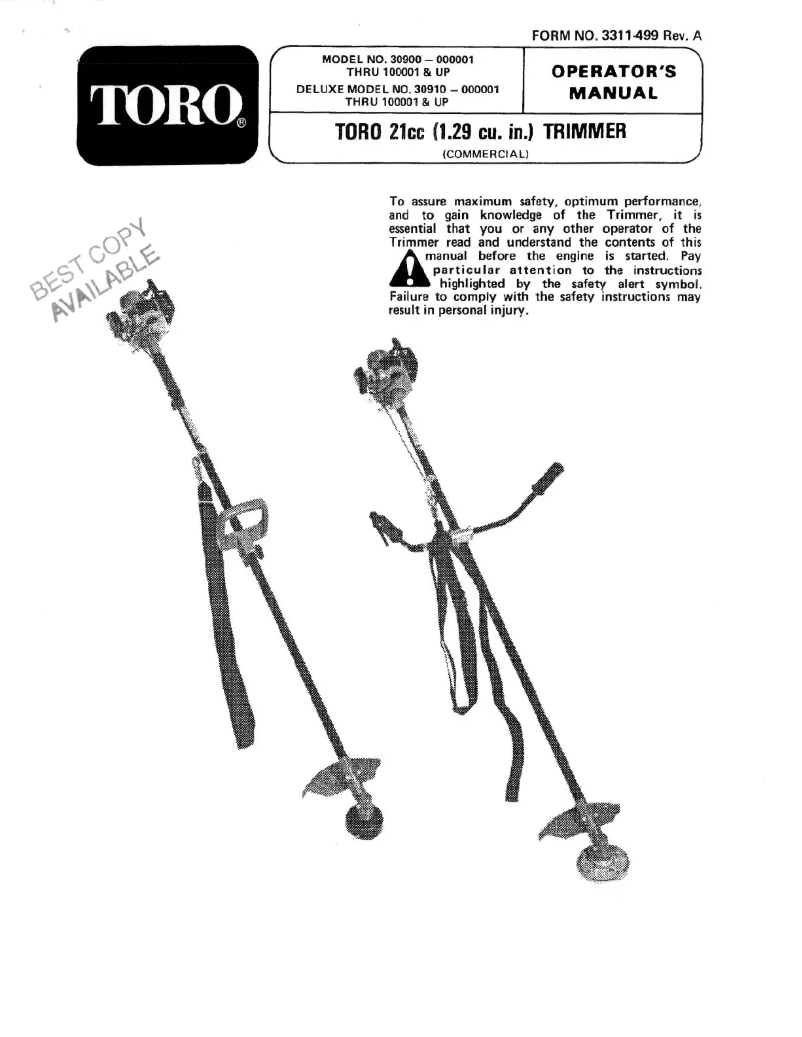 Página 1 del manual Manual de usuario Toro 30910