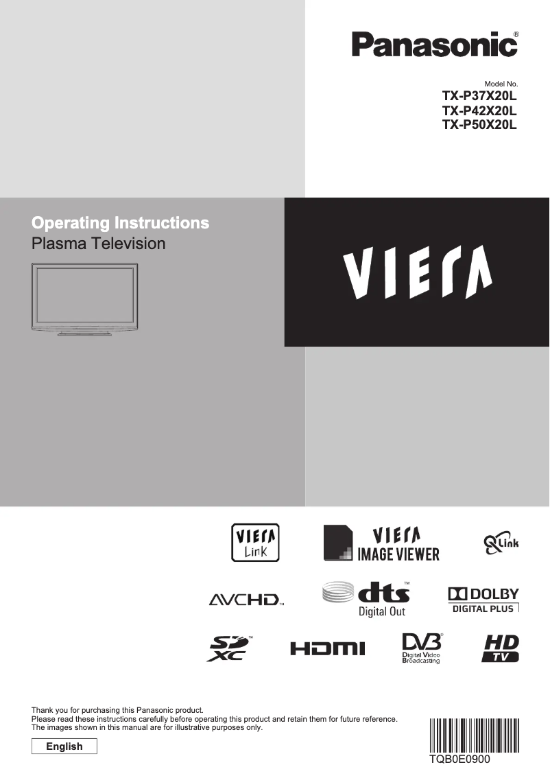 Page 1 de la notice Manuel utilisateur Panasonic Viera TX-P50X20L