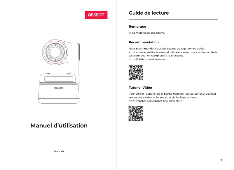 Image de la première page du manuel de l'appareil Tiny 4K
