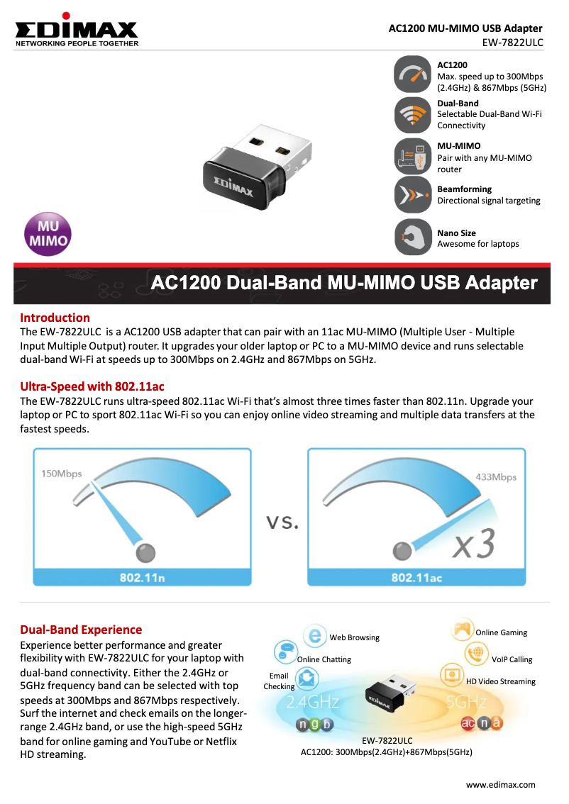 Página 1 del manual Ficha técnica Edimax EW-7822ULC