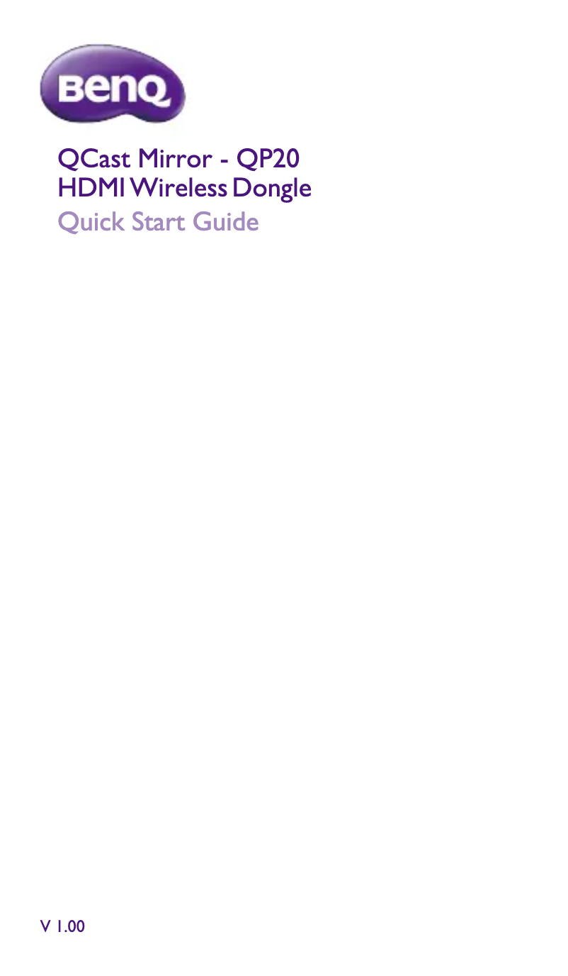 Page n°1 - Guide de démarrage rapide BenQ QCast Mirror QP20