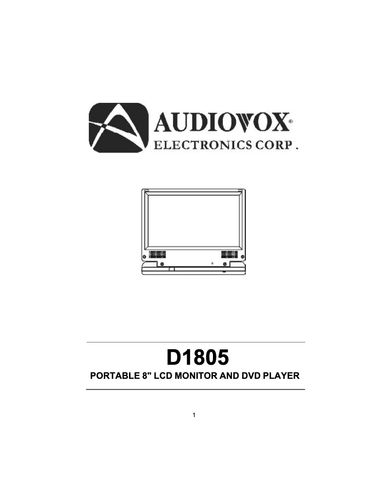 Page n°1 - Manuel utilisateur VOXX D1805