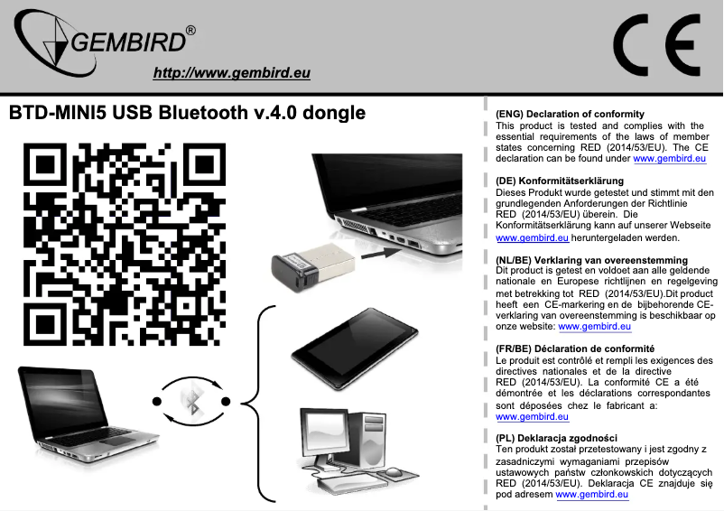Page n°1 - Manuel utilisateur Gembird BTD-MINI6