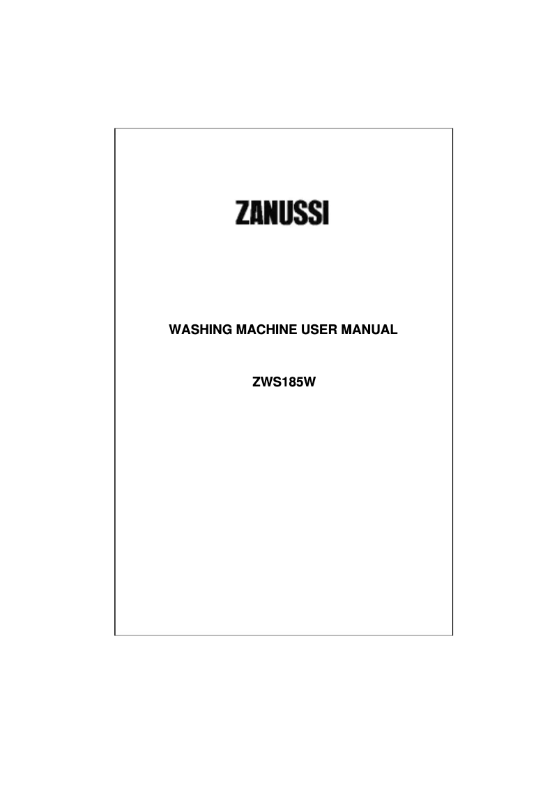 Page 1 de la notice Manuel utilisateur Zanussi ZWS 185 W