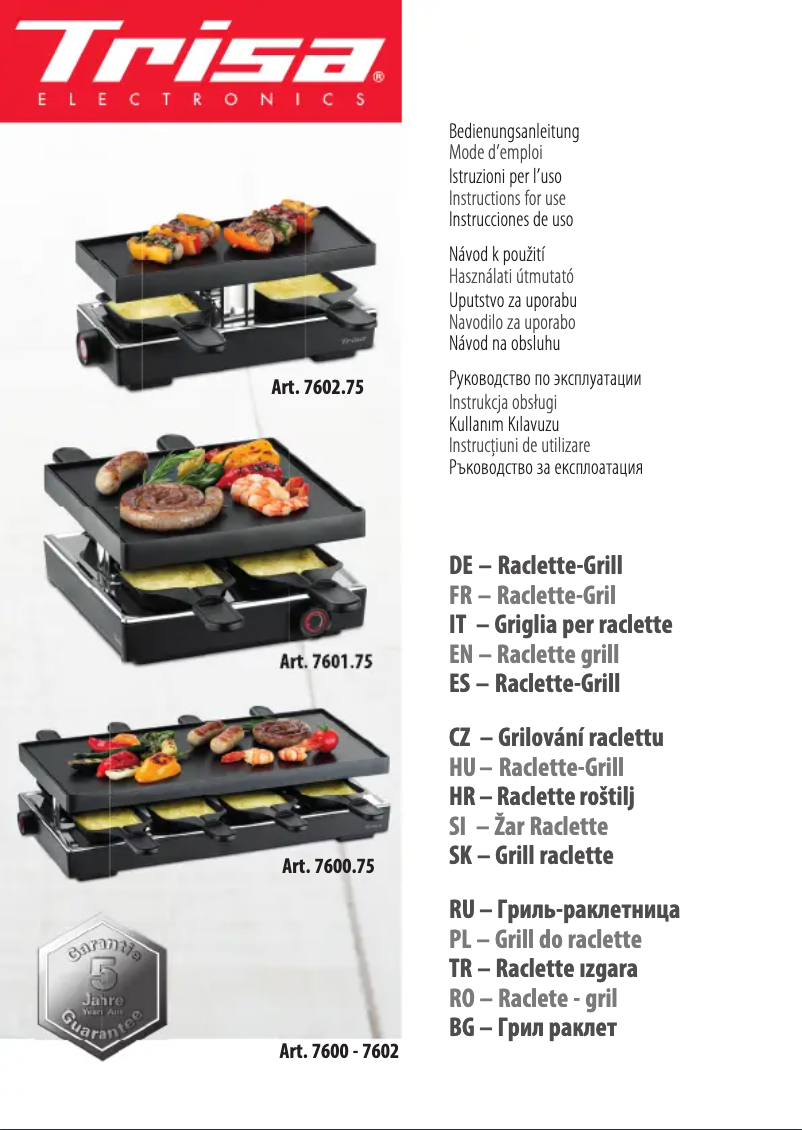 Page n°1 - Manuel utilisateur Trisa Style 8 7600.75