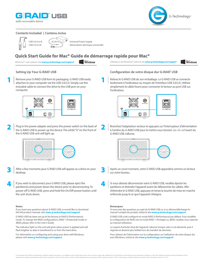 Page n°1 - Manuel utilisateur G-Technology G-RAID USB