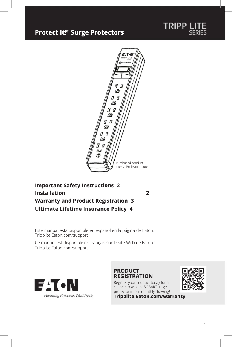 Page n°1 - Manuel utilisateur Tripp Lite Protect It! TLP825