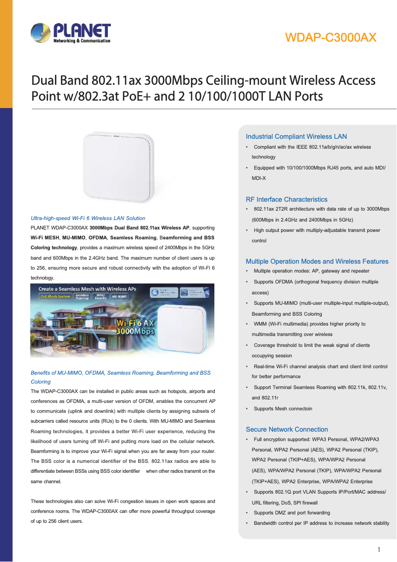 Image de la première page du manuel de l'appareil WDAP-C3000AX