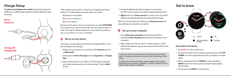 Page 1 de la notice Guide de démarrage rapide Polar Pacer