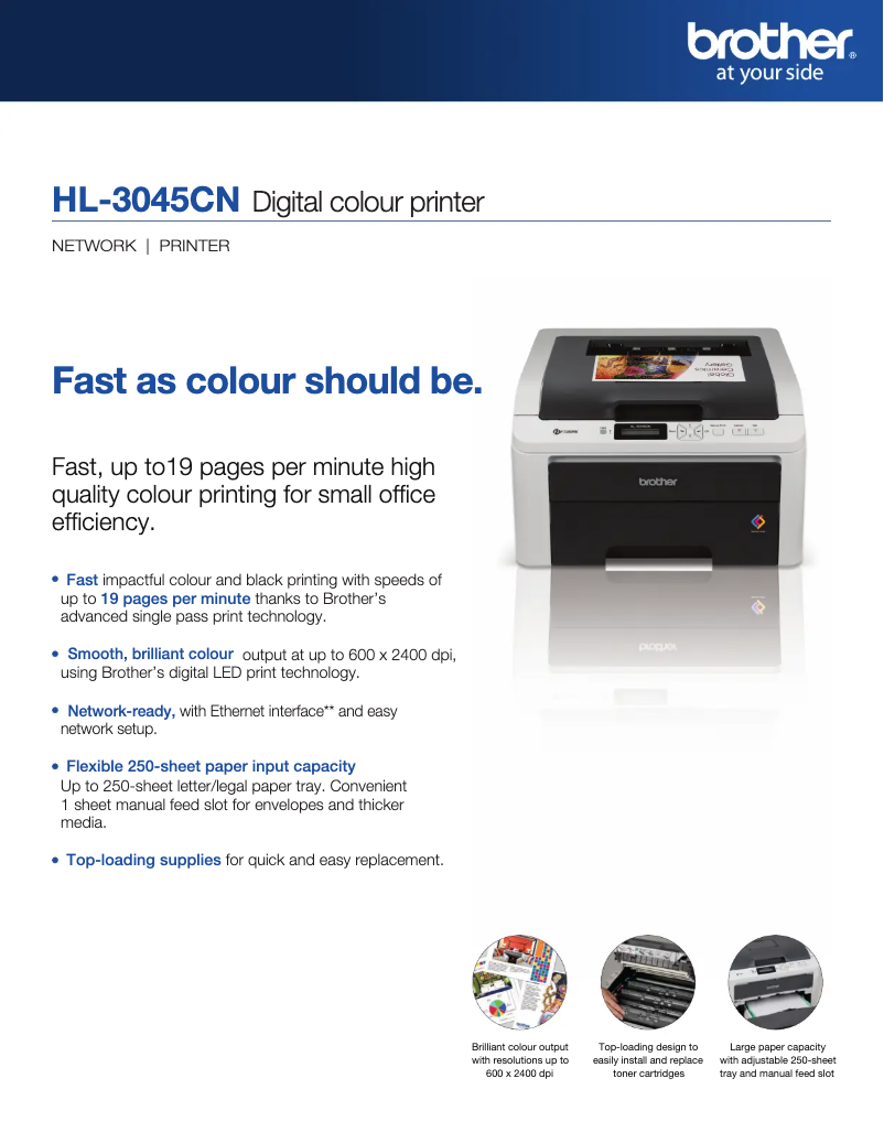 Page 1 de la notice Fiche technique Brother HL-3045CN