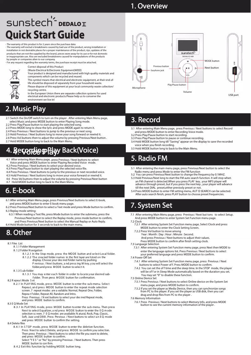 Image de la première page du manuel de l'appareil Dedalo II