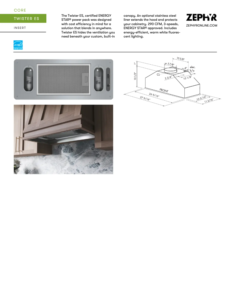 Page 1 de la notice Fiche technique Zephyr Twister AK8000AS-ES