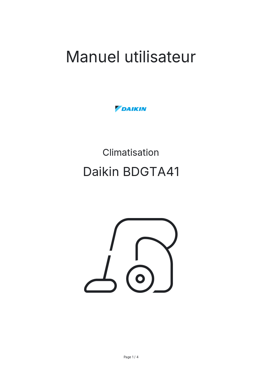 Image de la première page du manuel de l'appareil BDGTA41