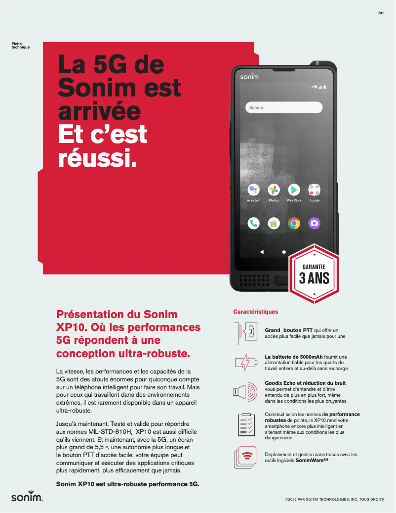 Image de la première page du manuel de l'appareil XP10 (AT&T)