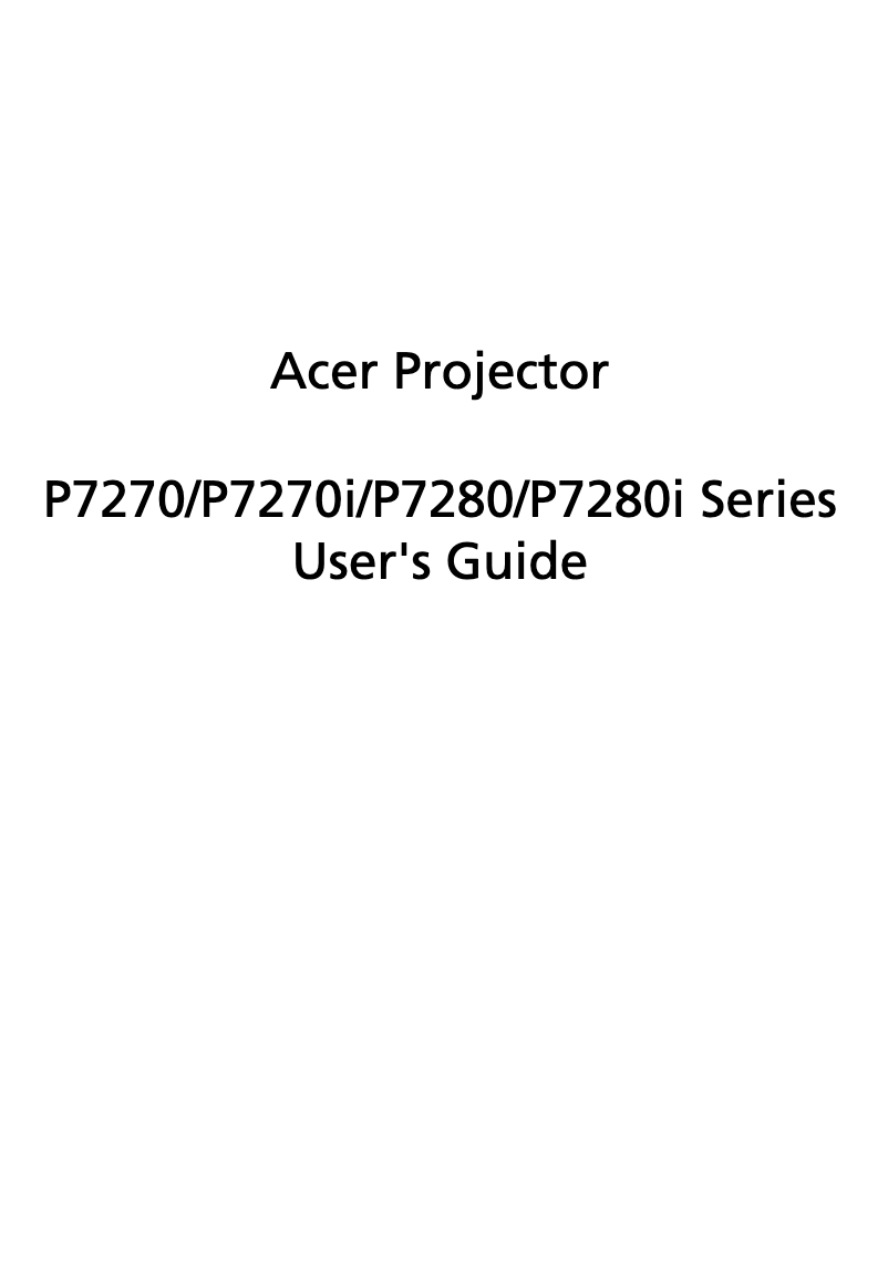 Page n°1 - Manuel utilisateur Acer P7280
