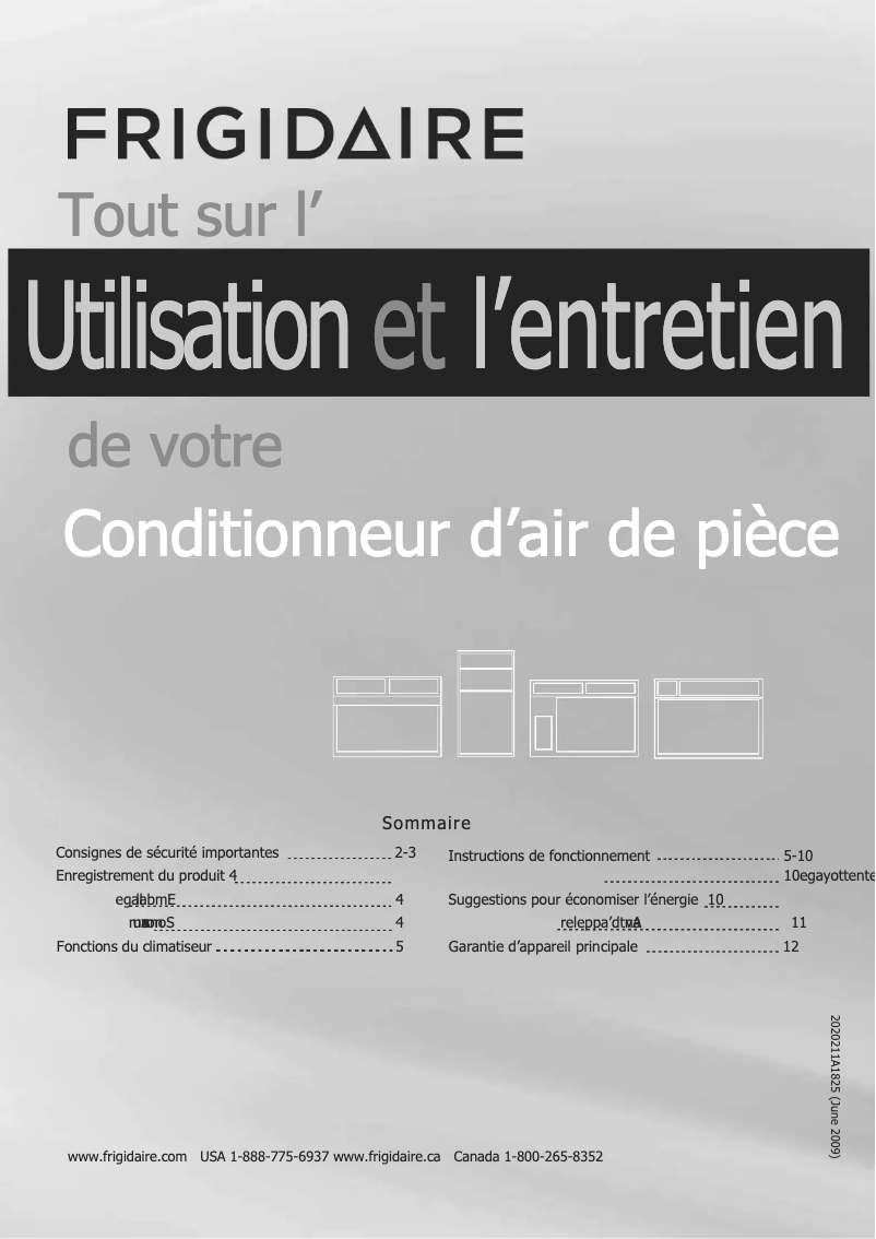Page n°1 - Manuel utilisateur Frigidaire LRA074AT7