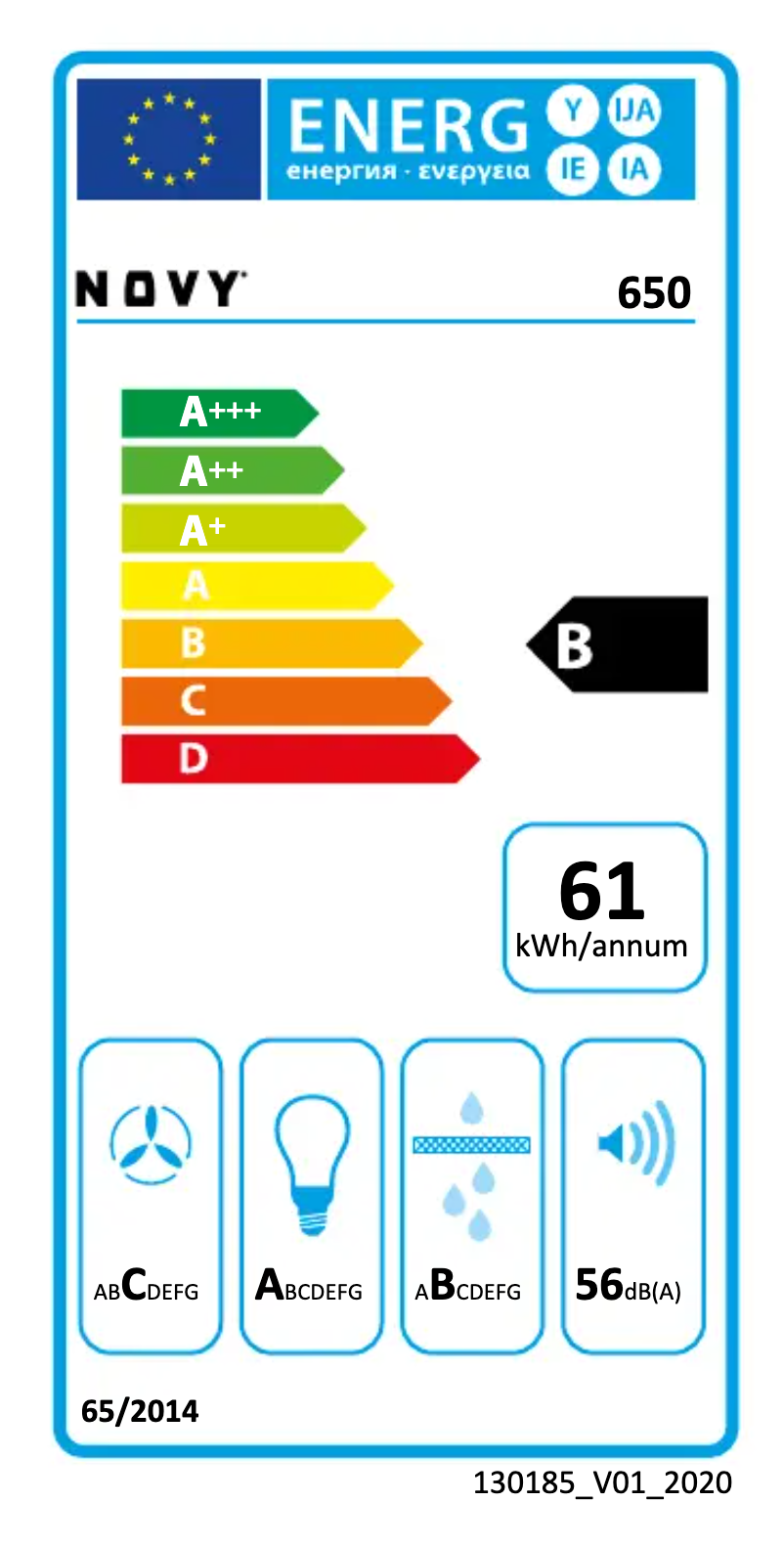 Page 1 de la notice Label énergétique Novy Essence 650