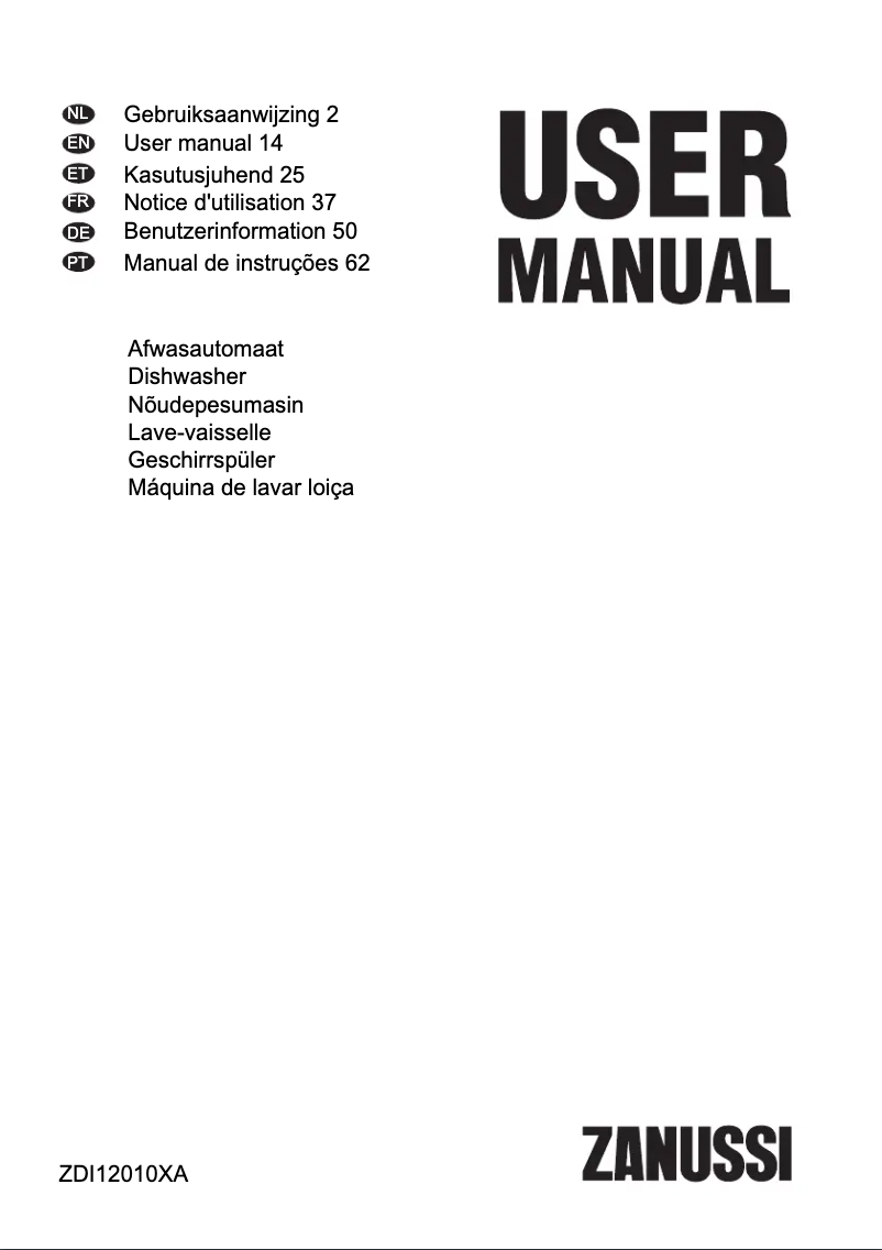 Page n°1 - Manuel utilisateur Zanussi ZDI12010XA