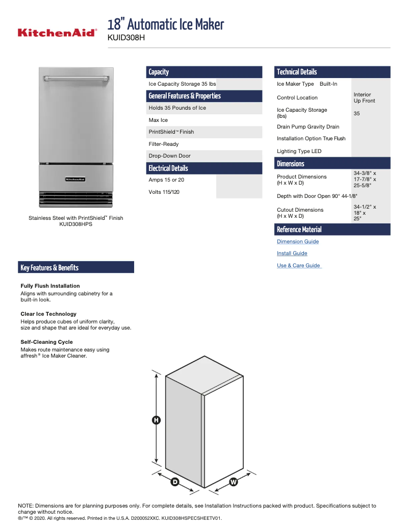 Image de la première page du manuel de l'appareil KUID308HPS