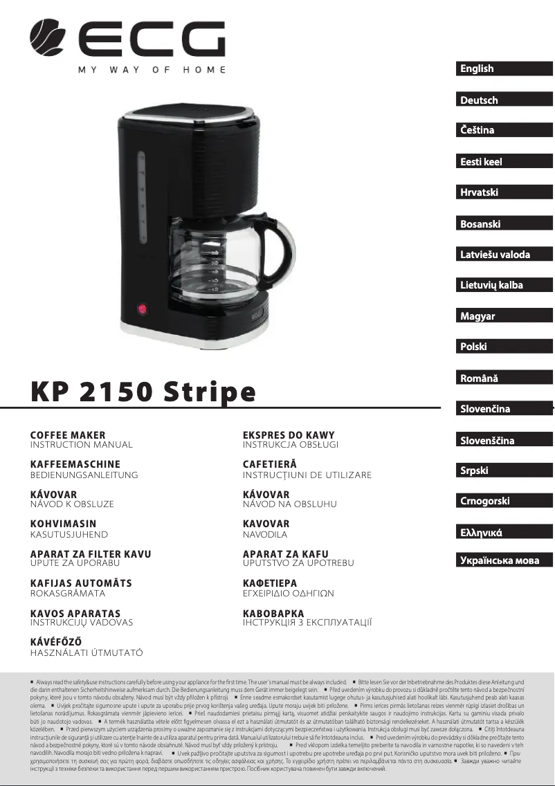 Image de la première page du manuel de l'appareil KP 2150 Stripe