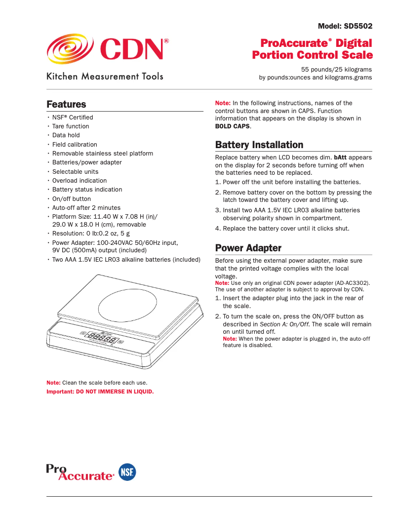 Page n°1 - Manuel utilisateur CDN SD5502