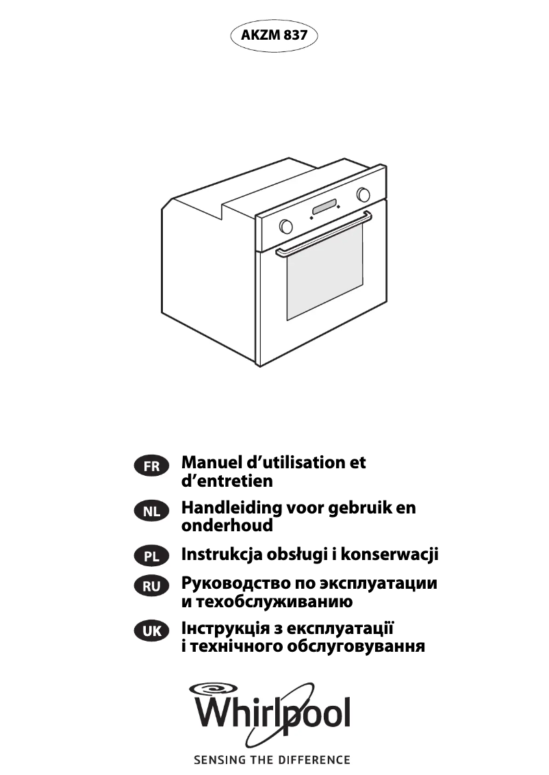 Page 1 de la notice Manuel utilisateur Whirlpool AKZM 837