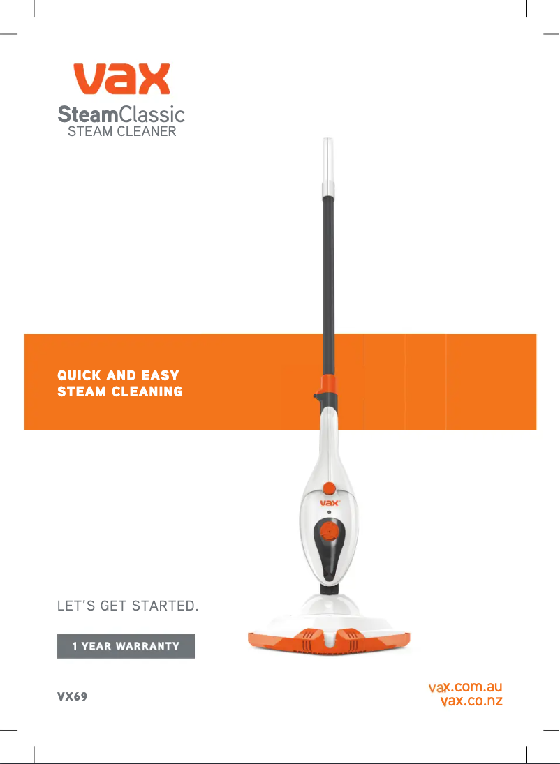 Página 1 del manual Manual de usuario Vax Steam Classic VX69