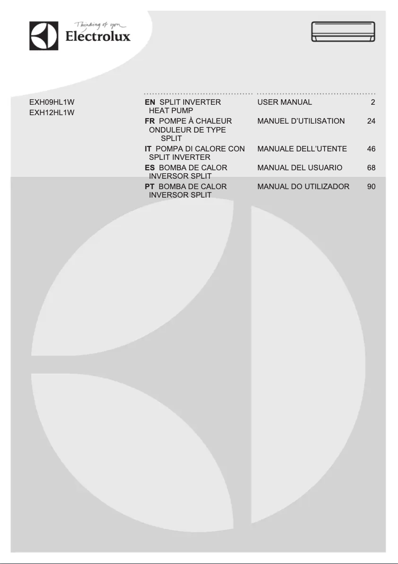 Page 1 de la notice Manuel utilisateur Electrolux EXH12HL1WI