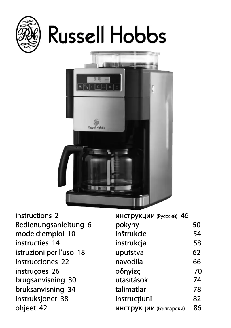 Page n°1 - Manuel utilisateur Russell Hobbs Mill & Brew 14889-56