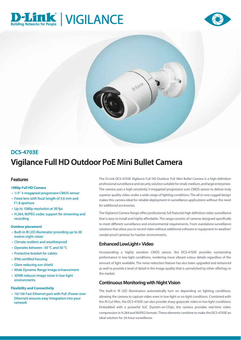 Page 1 de la notice Fiche technique D-Link DCS-4703E