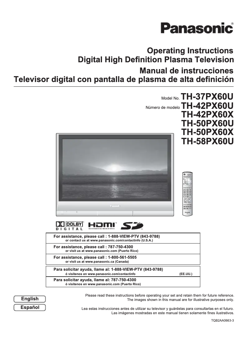 Image de la première page du manuel de l'appareil TH-42PX60X