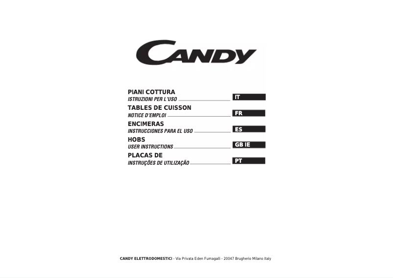 Page n°1 - Manuel utilisateur Candy PG 750/1 SW EU