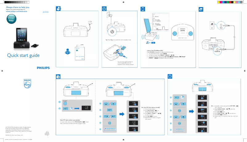 Page 1 de la notice Guide de démarrage rapide Philips AJ7050D