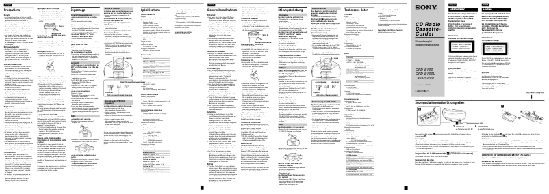 Page 1 de la notice Manuel utilisateur Sony CFD-S200L