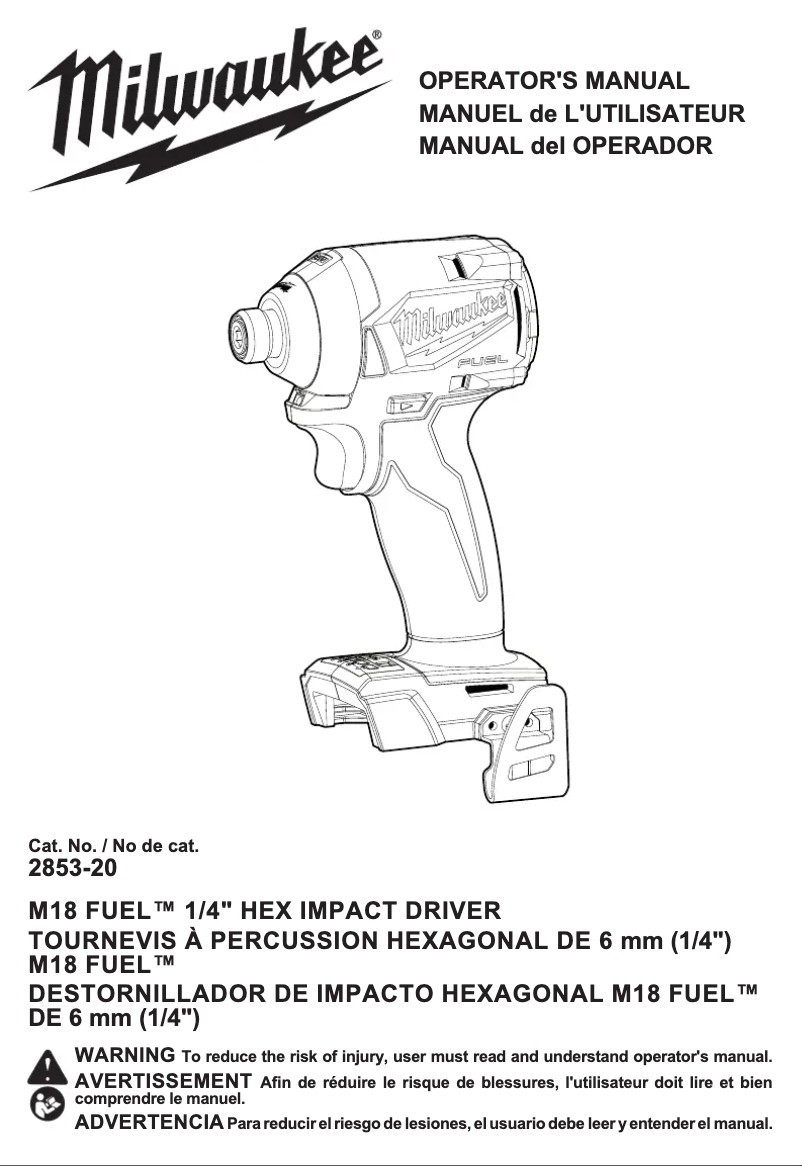 Page n°1 - Manuel utilisateur Milwaukee M18 Fuel 2853-22CT