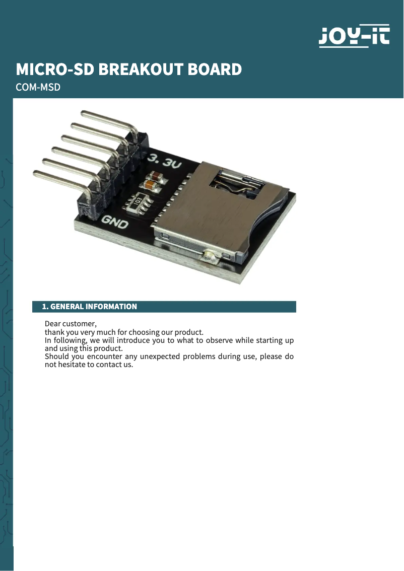 Image de la première page du manuel de l'appareil COM-MSD