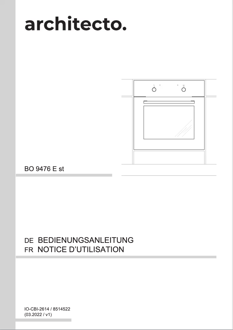 Image de la première page du manuel de l'appareil BO 9476 E st