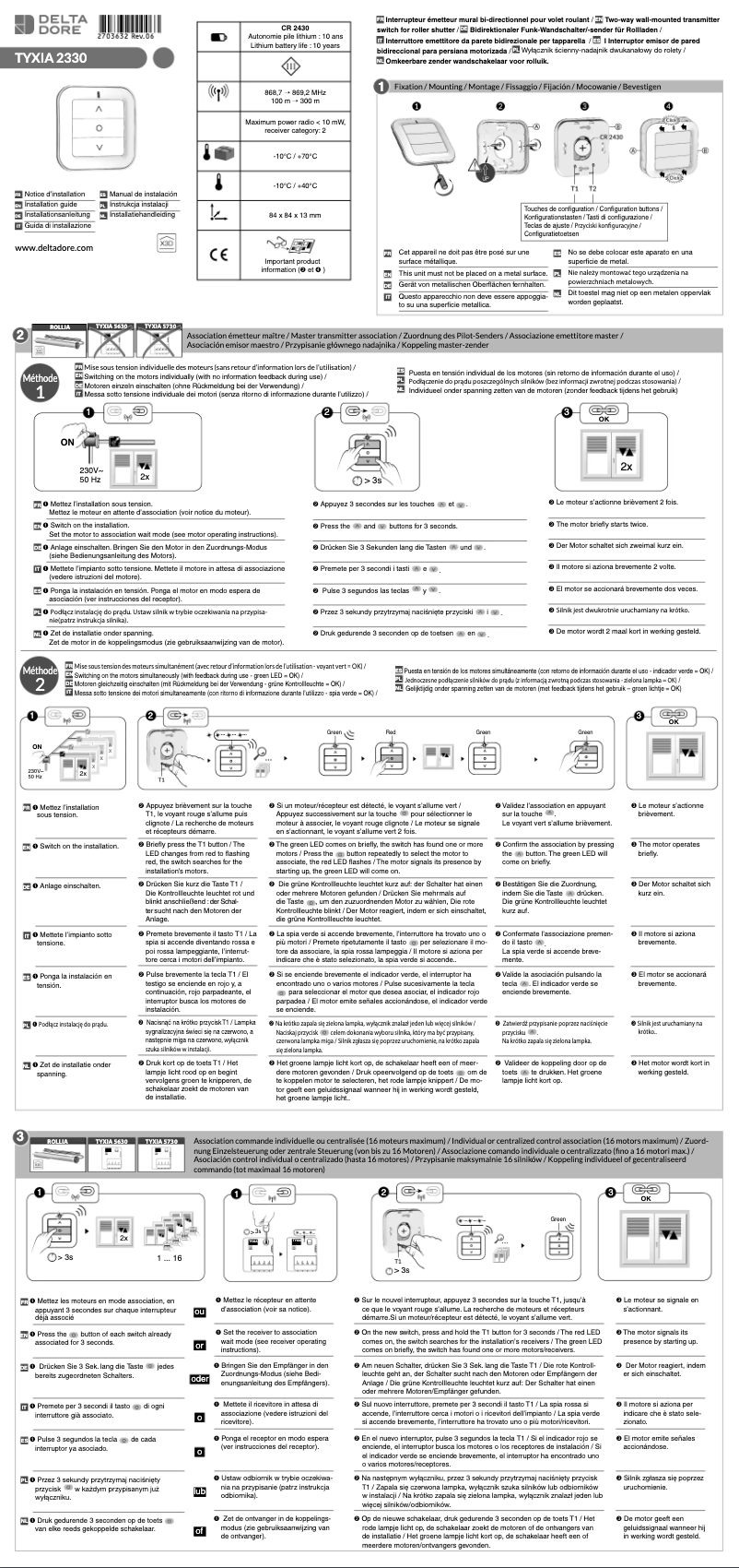 Page 1 de la notice Manuel utilisateur Delta Dore Tyxia 2330