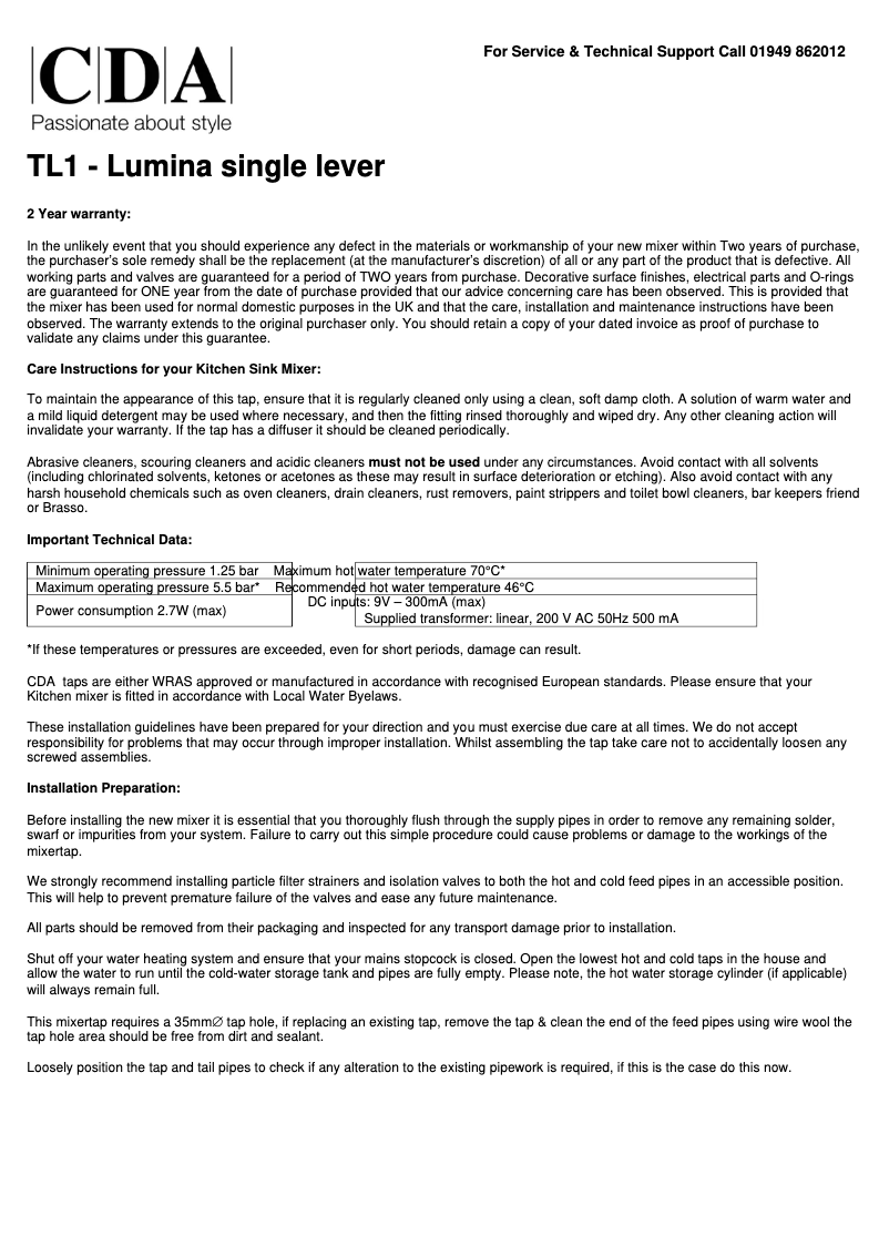 Página 1 del manual Manual de usuario CDA TL1CH