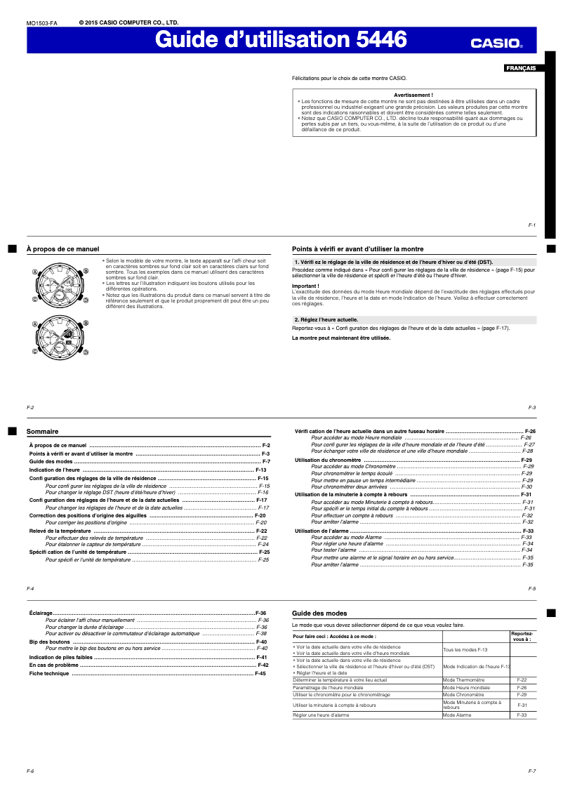 Página 1 del manual Manual de usuario Casio Edifice Classic