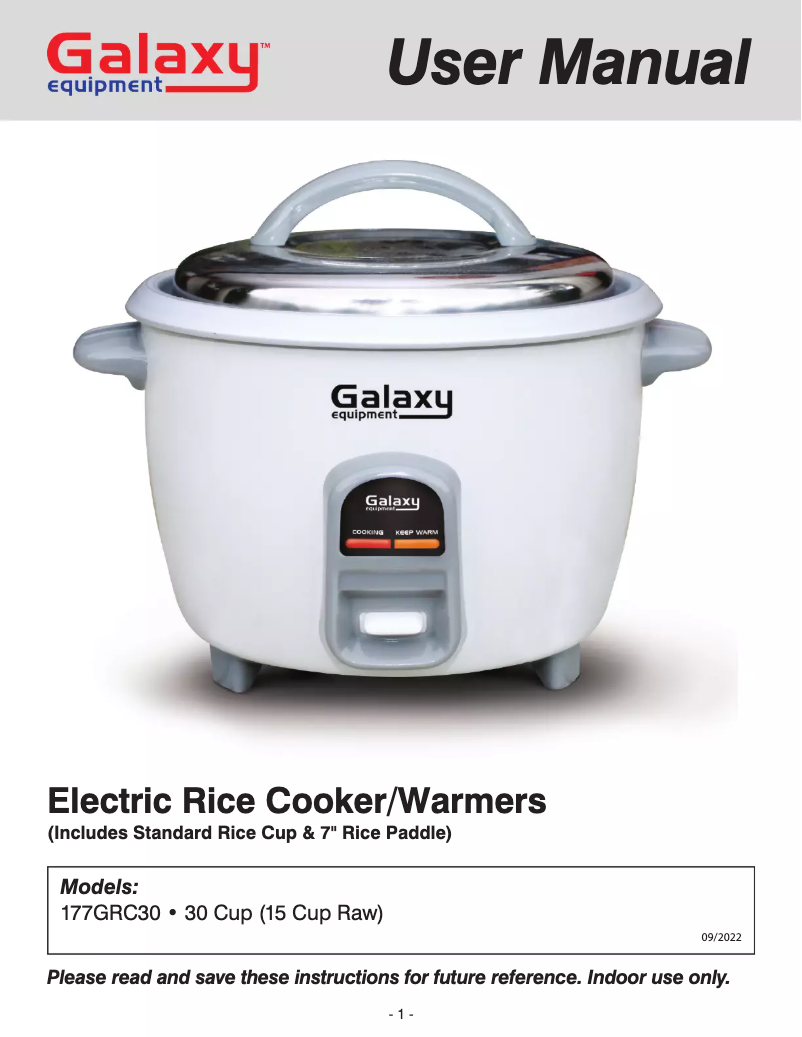 Page 1 de la notice Manuel utilisateur GALAXY GRC30