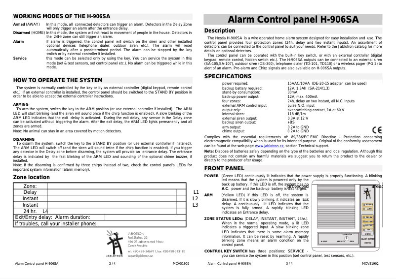 Page 1 de la notice Manuel utilisateur Joblotron H-906SA