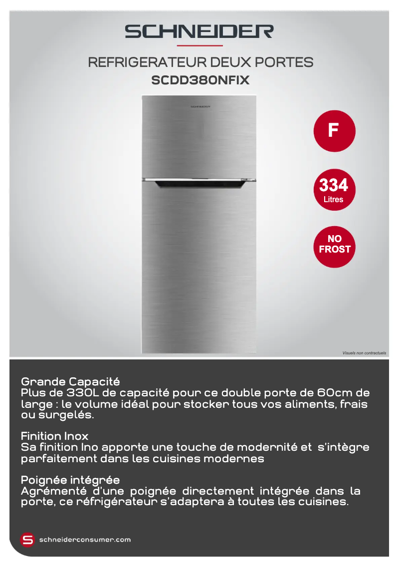 Page 1 de la notice Fiche technique Schneider SCDD380NFIX