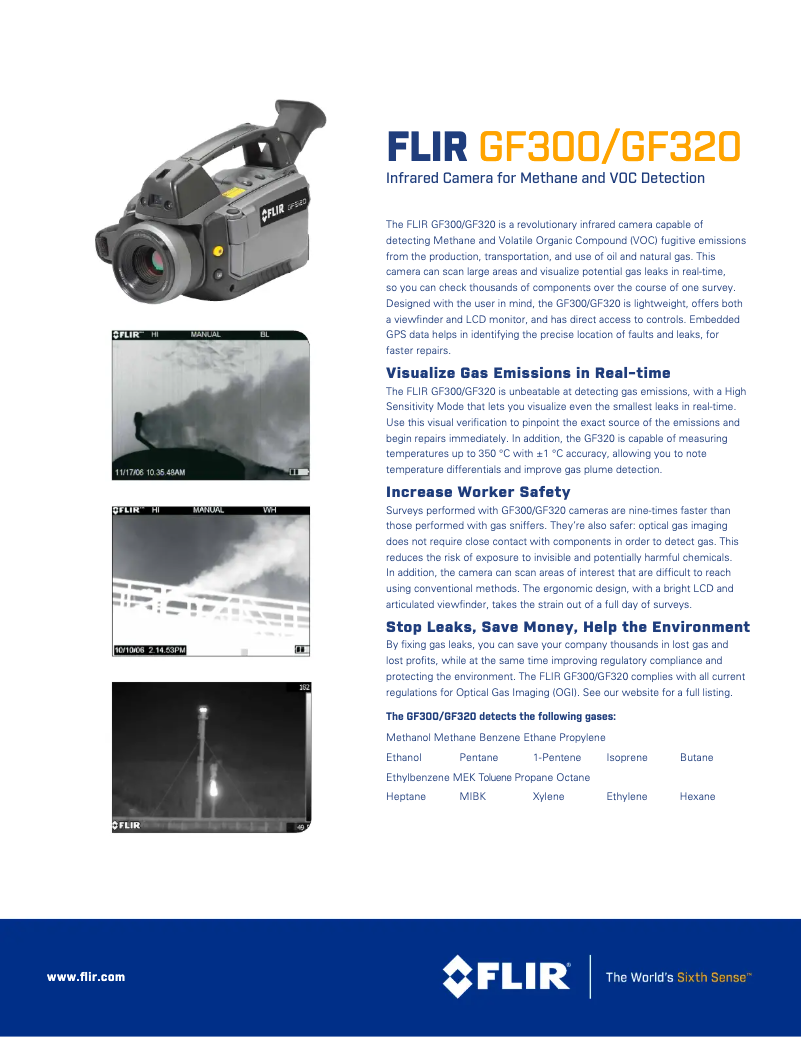 Page 1 de la notice Fiche technique FLIR GF300