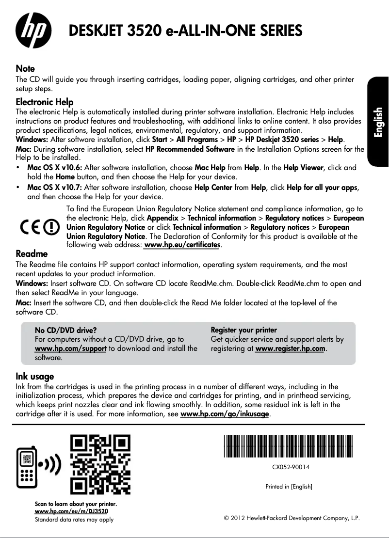 Page 1 de la notice Manuel utilisateur HP DeskJet 3524