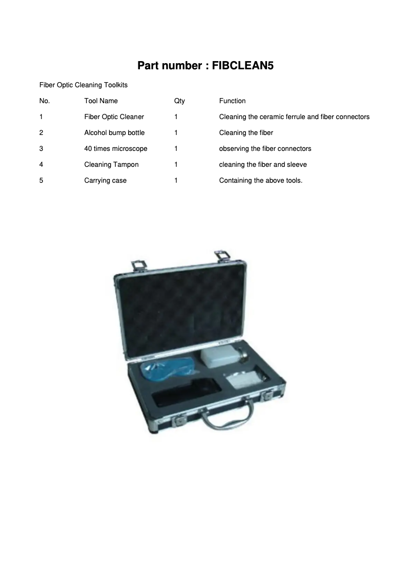 Page n°1 - Manuel utilisateur Micro Connect FIBCLEAN5