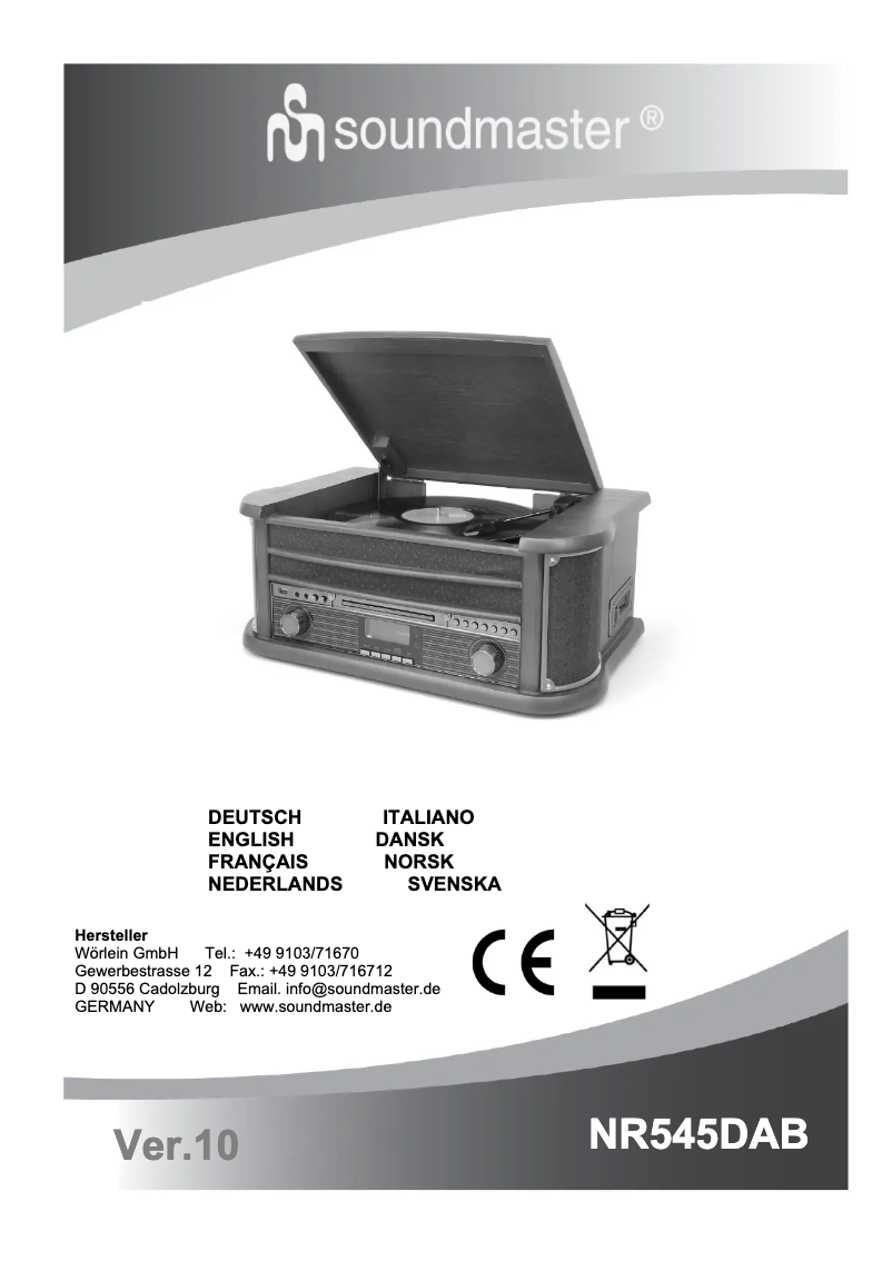 Page 1 de la notice Manuel utilisateur Soundmaster NR545DAB